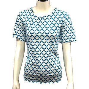 Chicos Button Back Slub Tee Blouse Soft Cotton Blend  Scoop Neck Elbow Sleeve 1